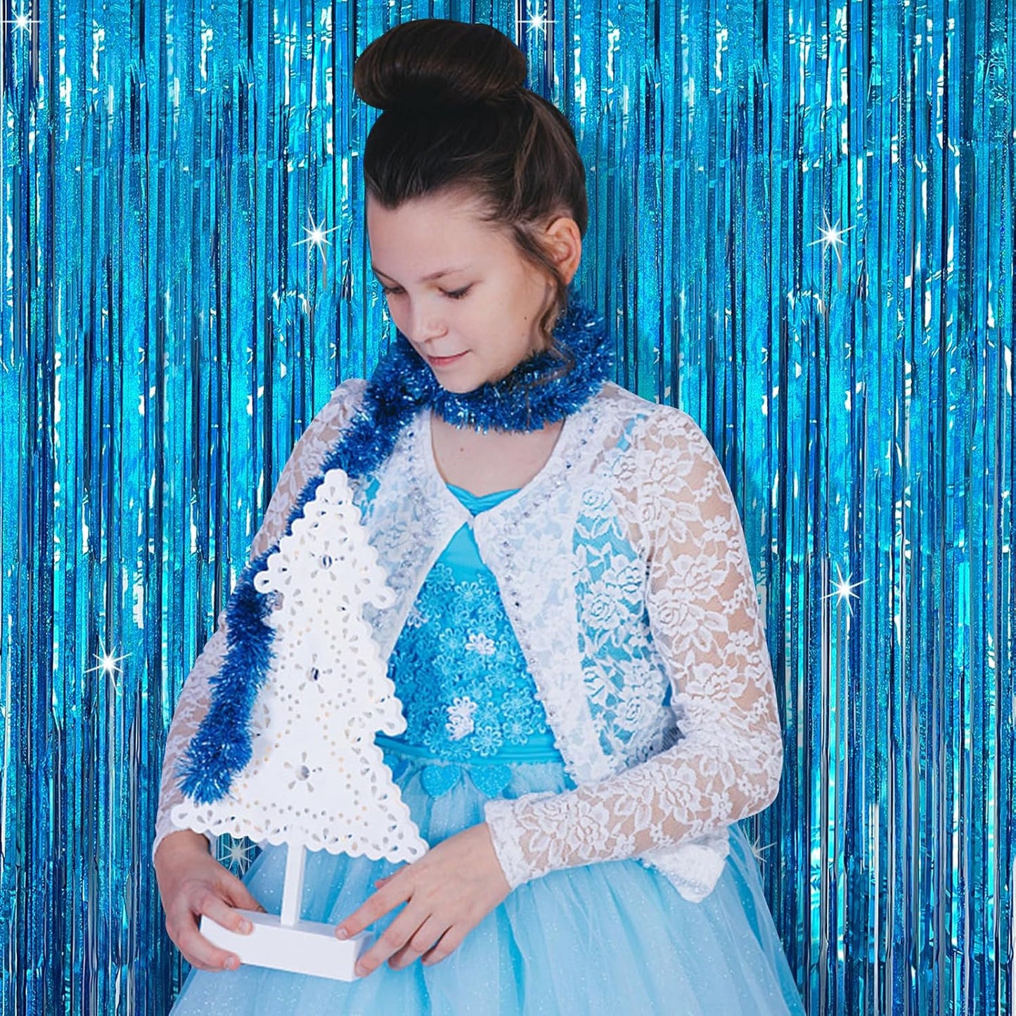 Tinsel Curtain Party Backdrop Blue Birthday Party Decorations 10 Packs Glitter Foil Fringe Curtain Party Decor Streamers Photo Booth for Birthday Christmas Wedding Halloween Graduation Decorations