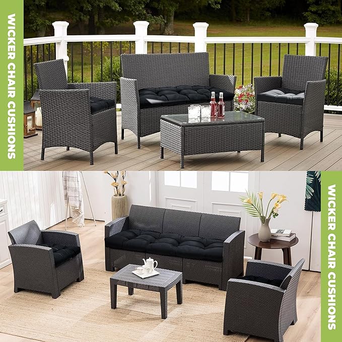 DANGHOOGY Wicker Chair Cushions, Waterproof Outdoor Loveseat Cushions - Image 5