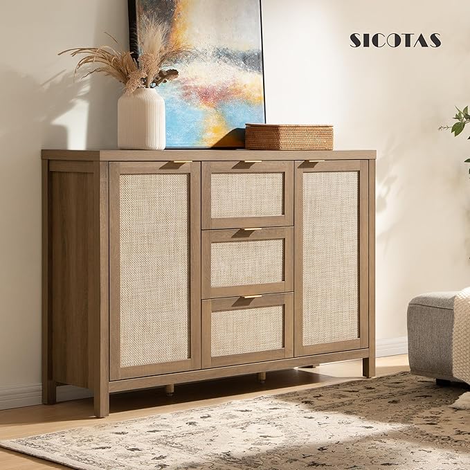 SICOTAS Rattan Sideboard Buffet Cabinet - Image 7