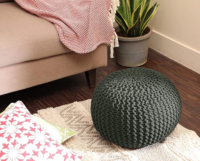REDEARTH Round Hand Knitted Pouf - Image 8