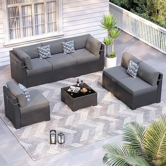 Patio Furniture Sets, 7-Piece Outdoor Patio Furniture by VonzoyHome