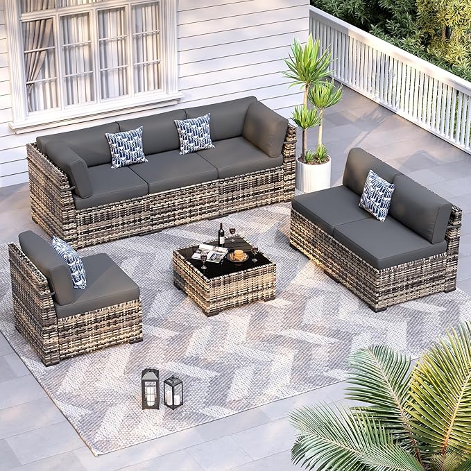 Patio Furniture Sets, 7-Piece Outdoor Patio Furniture by VonzoyHome