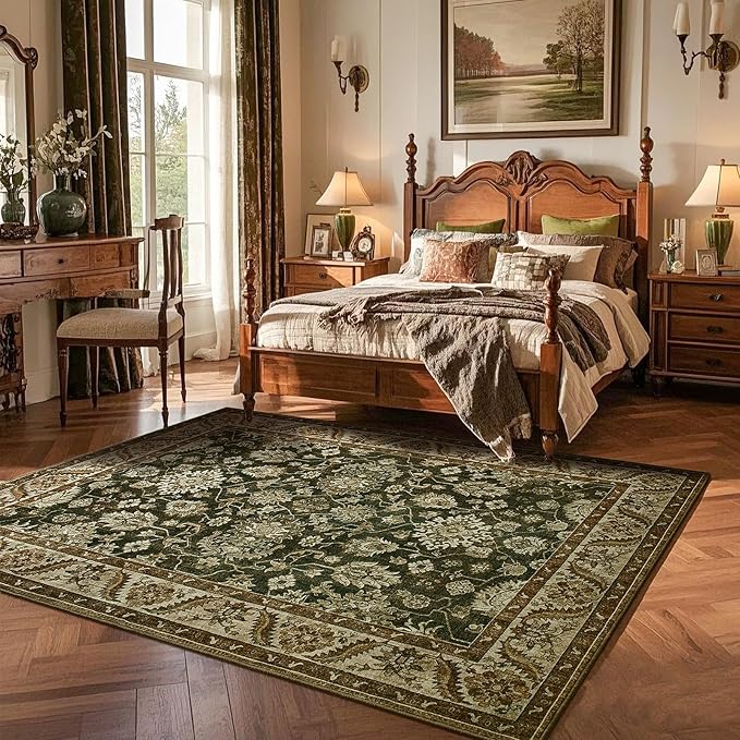 Area Rug for Living Room, 8x10 Area Rugs Washable, Retro Floral Non-Slip Carpet - Image 6