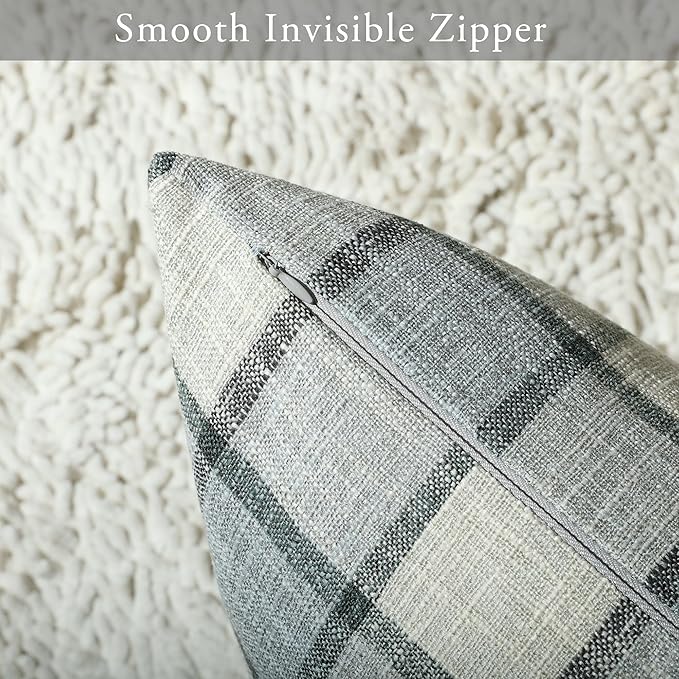 Stellhome Pack of 2 Lumbar Linen Buffalo Check Throw Pillow Covers Farmhouse - Image 3