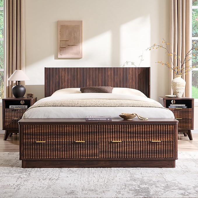 T4TREAM Fluted Queen Size Bed Frame - Image 3