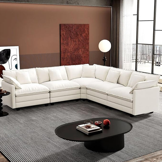 Ihanherry 114" V-Shaped Modern Sofa Modular Sectional Cloud Couch by iHanHerry