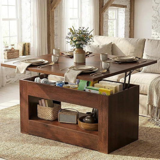 UNIQUITE 40" Lift Top Coffee Table, 4 in 1 Multi-Function Lift Coffee Tables by UNIQUITE