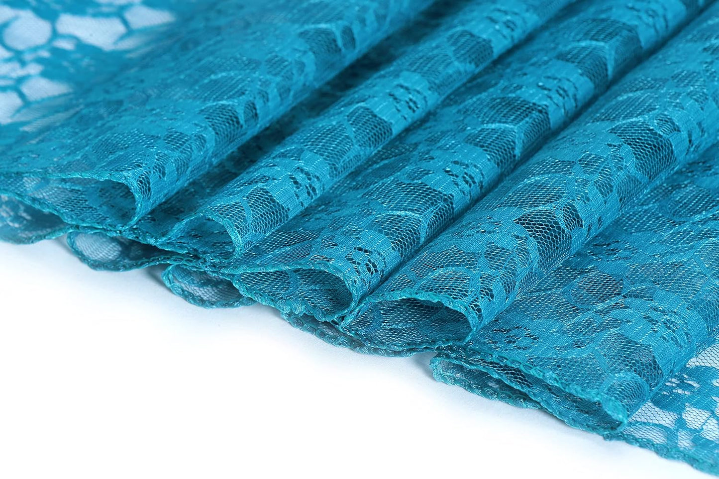 MDS Pack of 25 Wedding 12 x 108 inches Lace Table Runner for Wedding, Decorations for Birthday Parties, Banquets, Graduations, Engagements, and Runners fit Rectangle, Round Table- Dark Teal