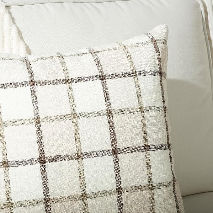 Stellhome Pack of 2 Fall Linen Buffalo Check Decorative Throw Pillow Covers - Image 4