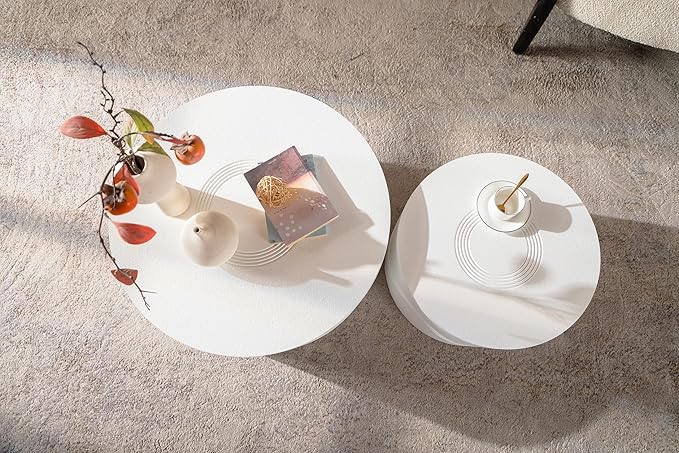 46.46'' White Round Coffee Table Set of 2 - Image 5