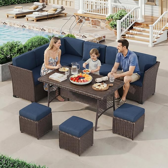 LOUVIXA 7 Pieces Patio Furniture Set, Outdoor Patio Furniture, Wicker - Image 8