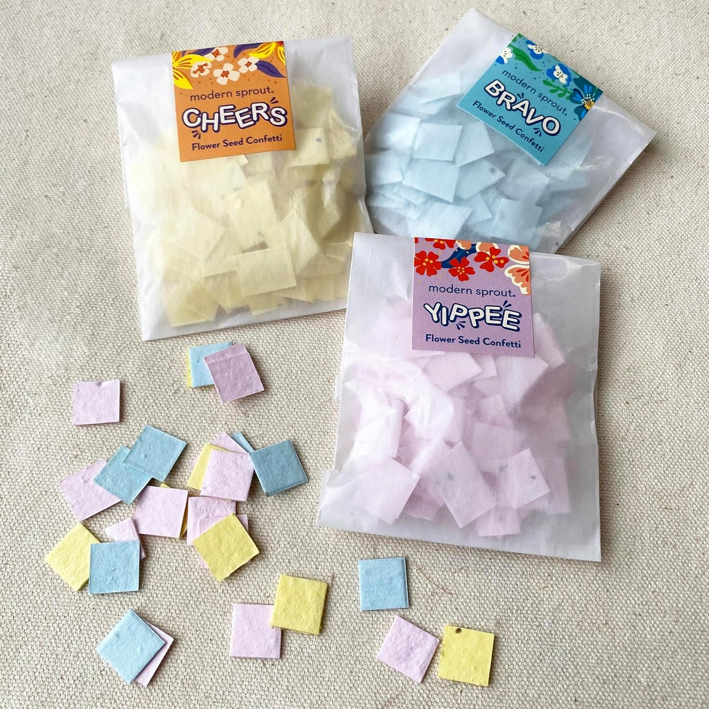 Modern Sprout Plantable Seed Paper Confetti Poppers Refill Packs (12 Pack/100pc) - Plastic-Free Refill for Creative Gardening - Wildflower Seeds for Kids Garden Party Favors & Birthday Poppers -Mix