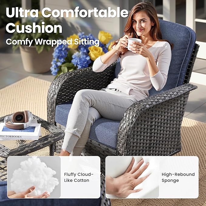 ovios 8-Piece Patio Furniture Set, Outdoor Wicker Sofa - Image 5