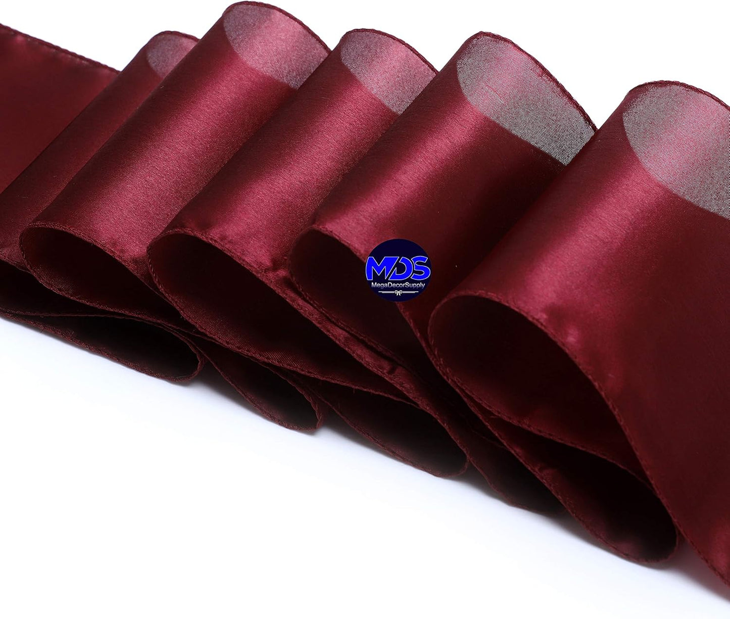 MDS Pack of 125 PCS Satin Chair Sashes Charmeuse Sateen Dining Chair Bows Ribbon Ties Back Sash for Wedding Party Birthday Home Hotel Restaurant Banquet Decoration (7 x 108 Inch, Maroon)