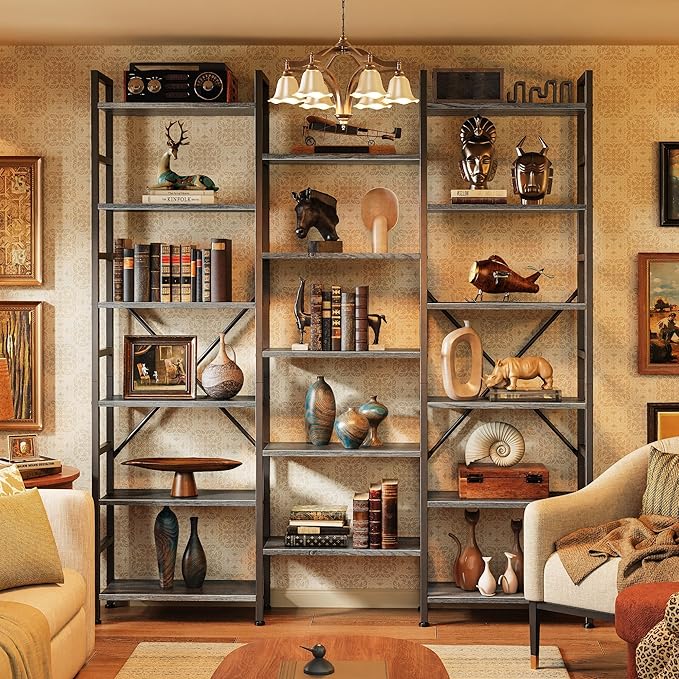 SUPERJARE Triple Bookshelf, Bookcase - Image 8