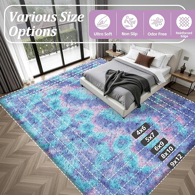 Fluffy Area Rugs 9x12 Living Room Bedroom: Ultra Soft Shag Rug Upgrade Non-Slip - Image 9