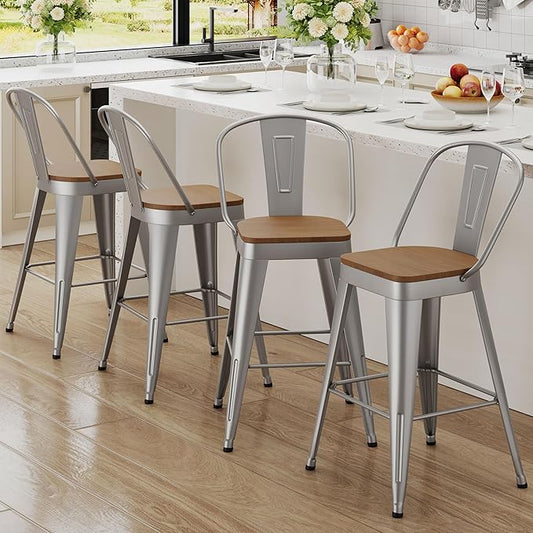 Andeworld Metal Bar Stools Set of 4, 30 inch Bar Height Barstools by Andeworld
