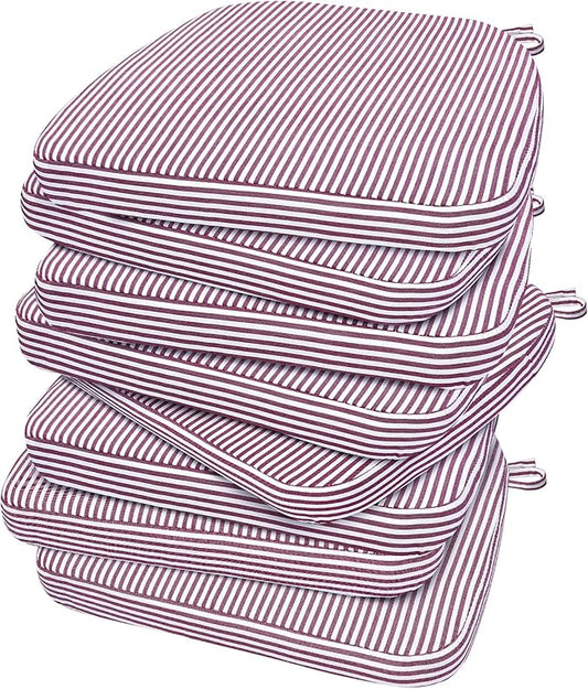 AAAAAcessories D-Shaped Chair Cushions, Machine-Washable Cover, Pinstripe Red by AAAAAcessories