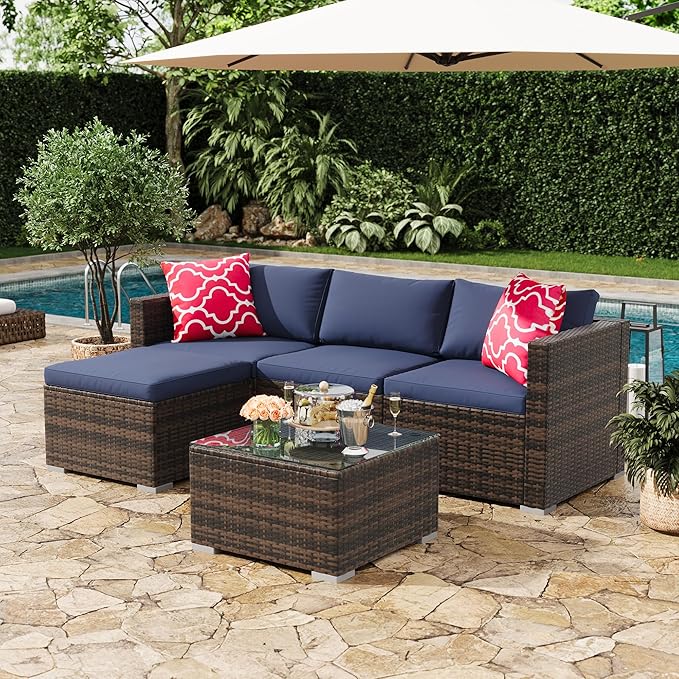 GAOMON 5-Piece All-Weather Patio Furniture Set, Convertible Outdoor Sectional - Image 3