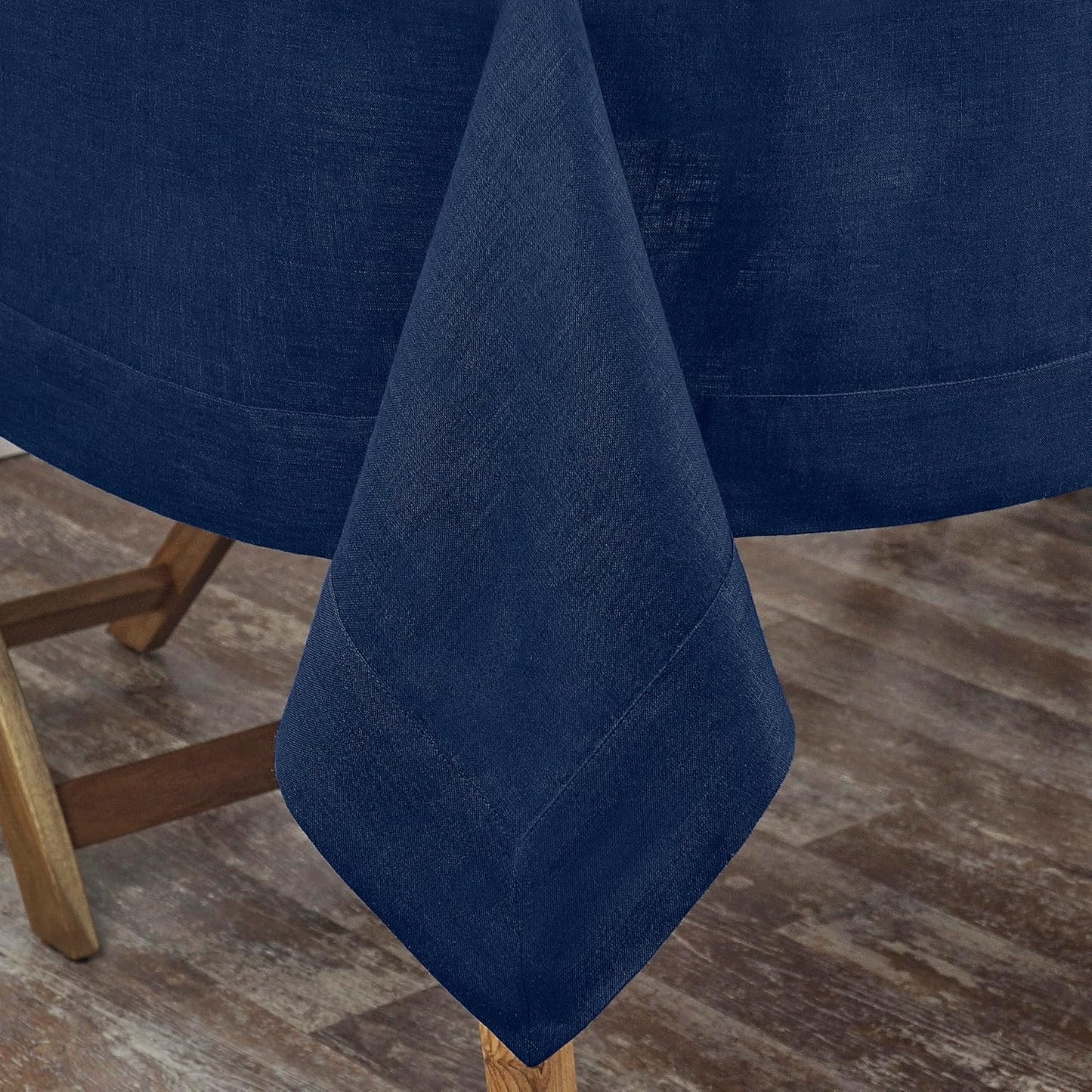 D'Moksha Homes Navy Blue Linen Tablecloth 54 x 72 Inch - 100% Pure Linen Tablecloth for Rectangle Tables - Machine Washable Table Cloth for Fall, Autumn and Halloween