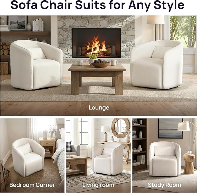 Oversized Boucle Swivel Accent Chair - Image 8