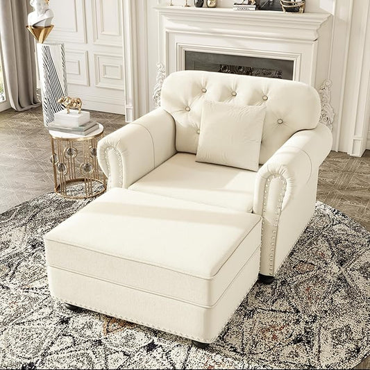 KEIKI 41" Velvet Chesterfield Sofa by KEIKI