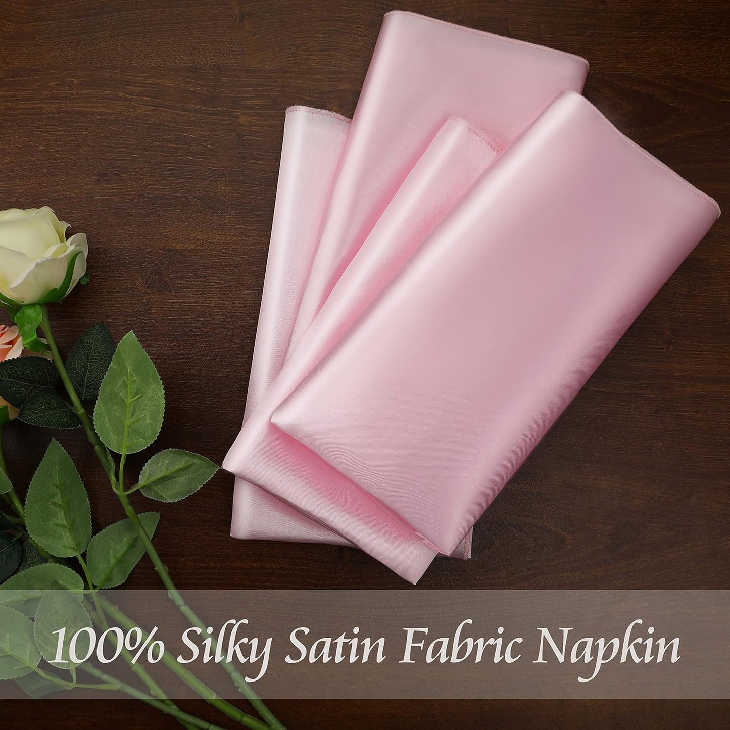 Manyshofu 60 Pieces Light Pink Satin Napkins - 20x20 Inches Cloth Napkins, Square Satin Fabric Napkin Set - Soft & Reusable Table Napkin for Wedding Dinner Party Lunch Banquet Restaurant Decoration