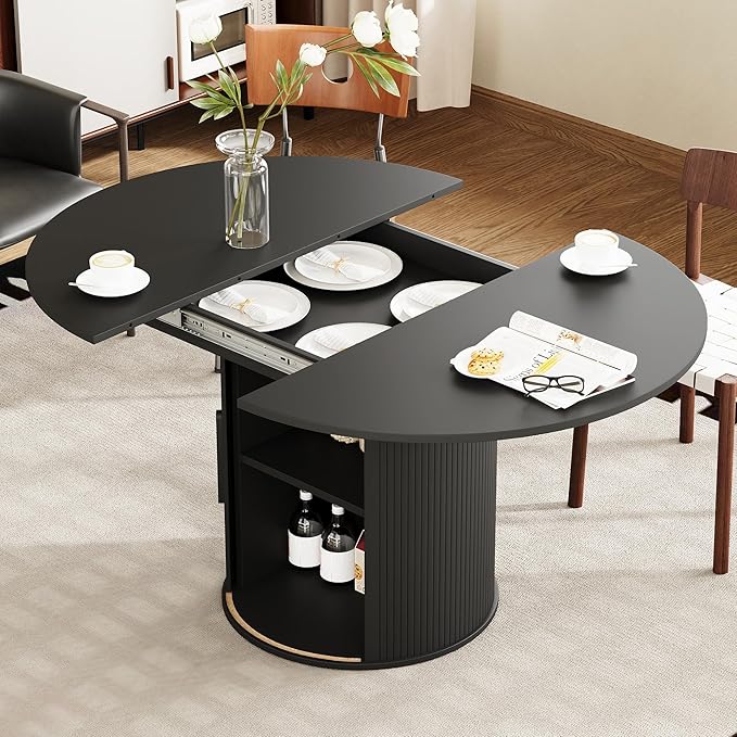 weselon 43"-59" Extendable Round to Oval Dining Table by WelcometoFurnitureSalon