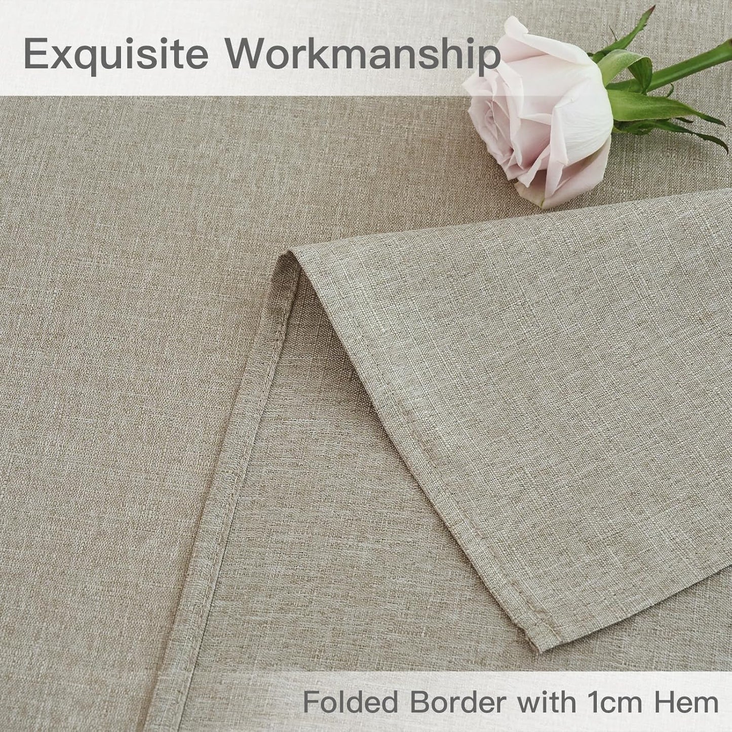 maxmill Linen Textured Rectangular Tablecloth Water Resistant Wrinkle Free Spill-Proof Stain Proof Table Cloth for Dining Room Decoration, Banquet Party Wedding Holiday Dinner, 52 x 84 Inch Linen