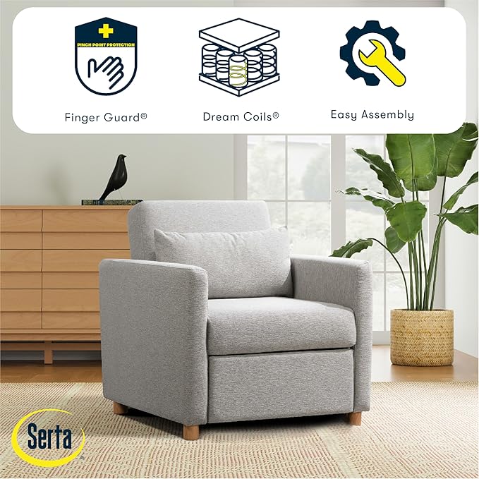 Serta® Corwin 36" Convertible Accent Chair, Dreamcoil® Comfort, FingerGuard® - Image 9