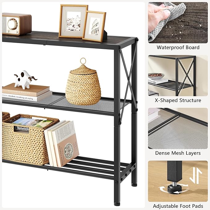 Hoctieon Industrial Console Table, 3 Tier Entryway Table, Hallway Table - Image 6