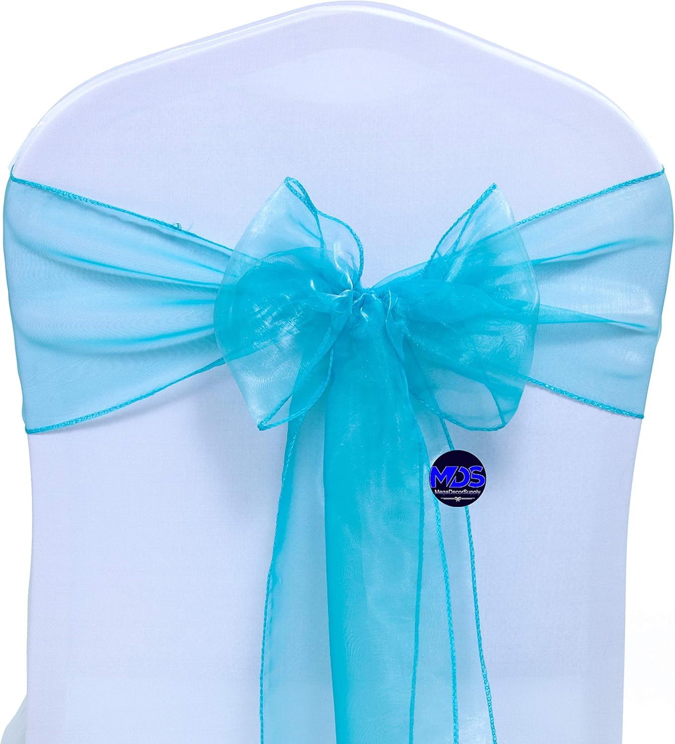 MDS Pack of 100 PCS Organza Chair Sashes Wider Dining Chair Bows Ribbon Tie Back for Wedding Party Birthday Bridal Shower Reception Event Banquet Home Chair Cover Decoration - Light Teal