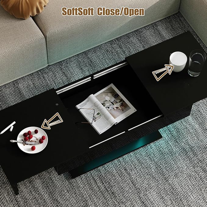 HedoAjim Black LED Coffee Table - Image 5