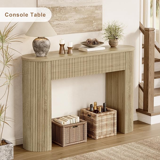 MECHYIN 47" Console Table, Fluted Sofa Table - Image 8