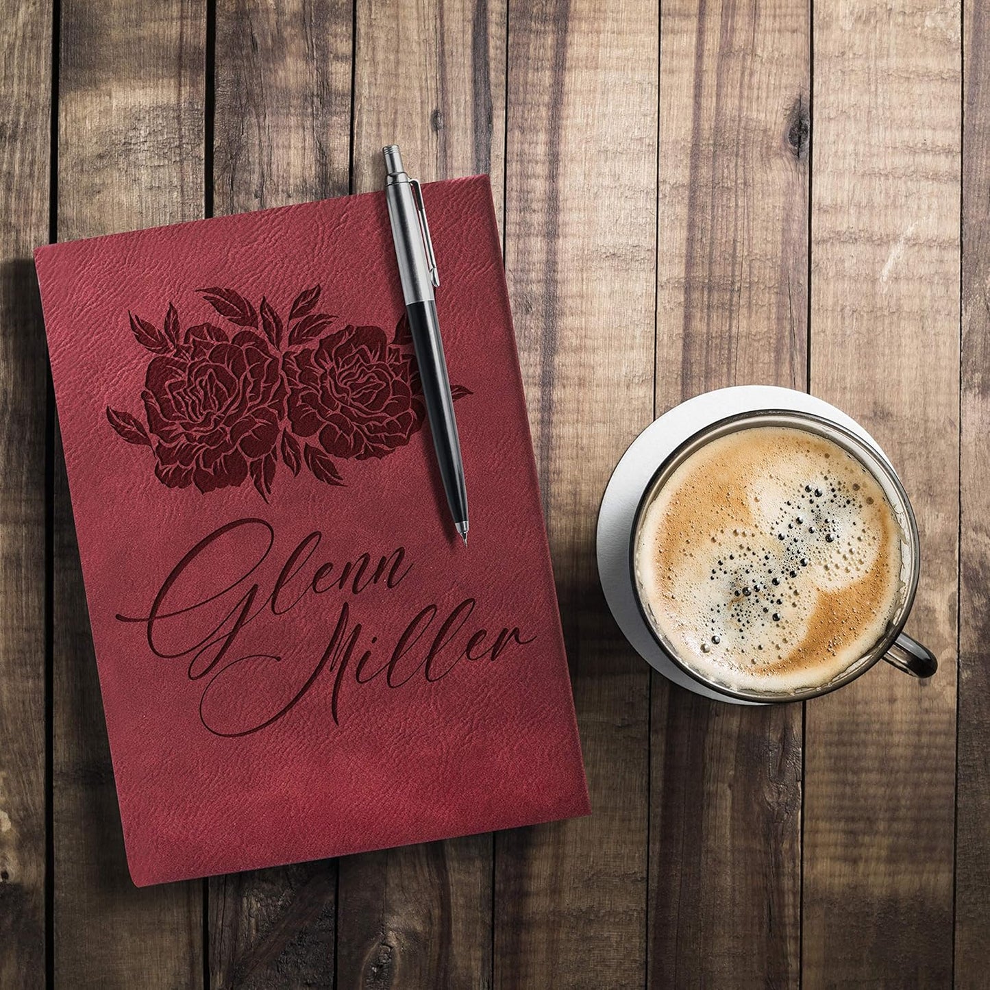 GIFTBYGIFTY Personalized Leather Journal Notebooks for Women | 12 Design, 9 Color - Burgundy | Custom Notebook for Women - Diary for Girls