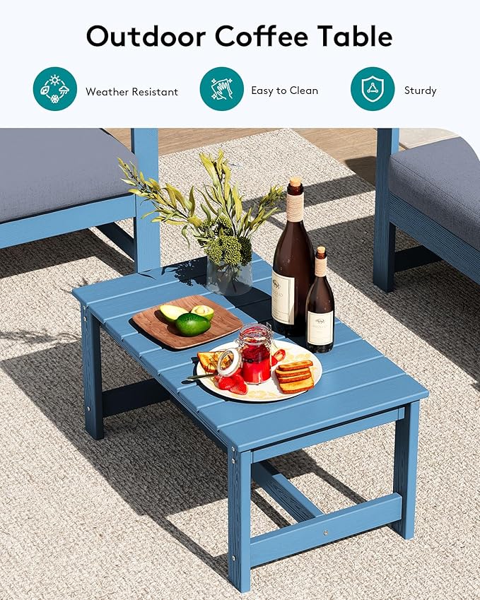 SERWALL 3 Pieces HDPE Outdoor Sofa Bistro Set - Image 6
