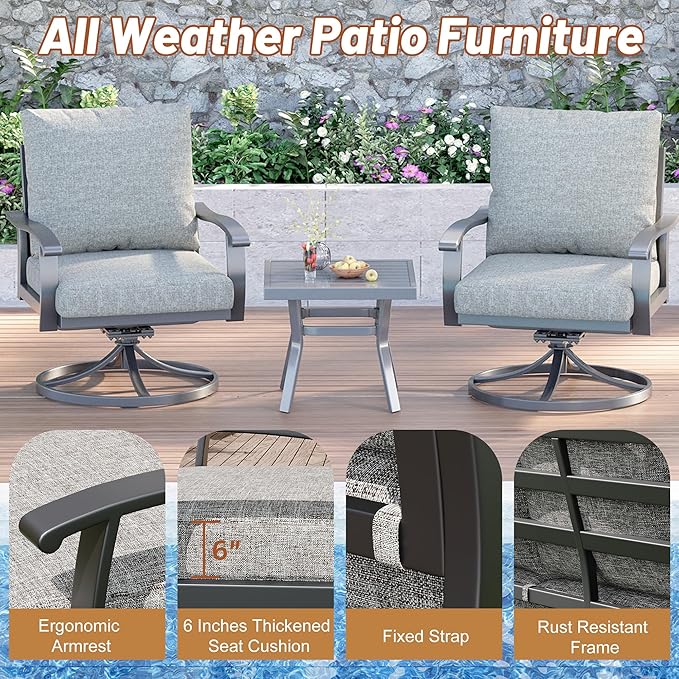 HOMREST Outdoor Swivel Rocker Patio Chairs - Image 5
