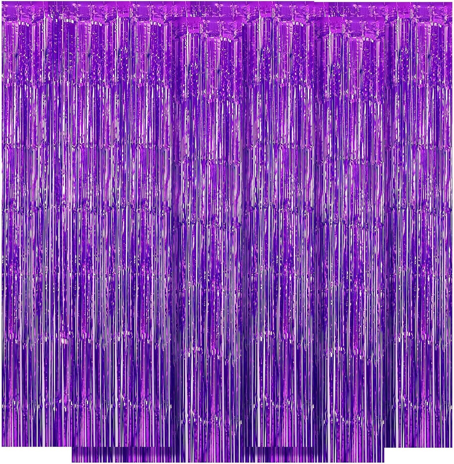10 Pack Purple Backdrop Curtain 3.2ft x 8.2ft Metallic Tinsel Foil Fringe Curtains Photo Booth Background for Birthday Party Decoration Baby Shower Engagement Wedding Christmas Decoration (Purple)