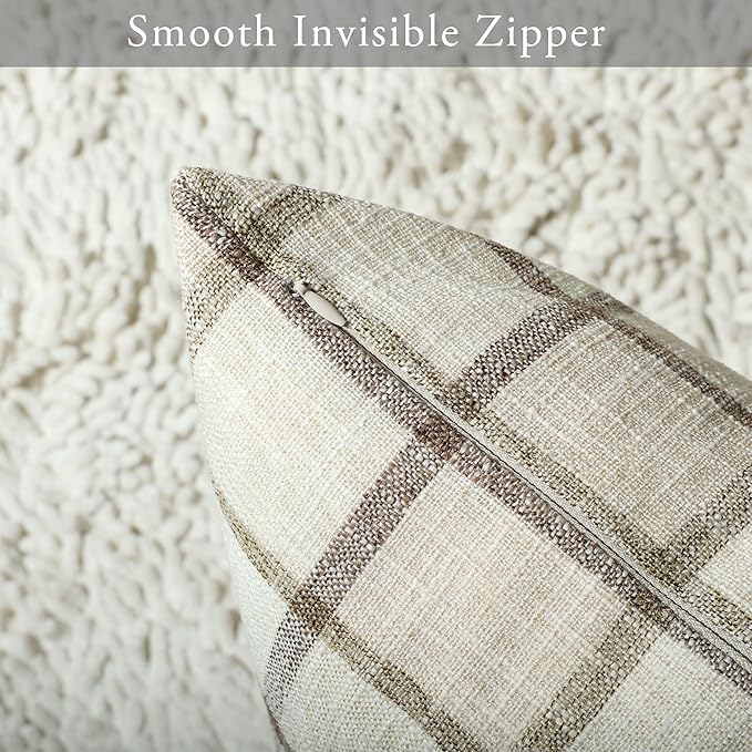 Stellhome Pack of 2 Faux Linen Buffalo Check Throw Pillow Covers, Farmhouse - Image 3