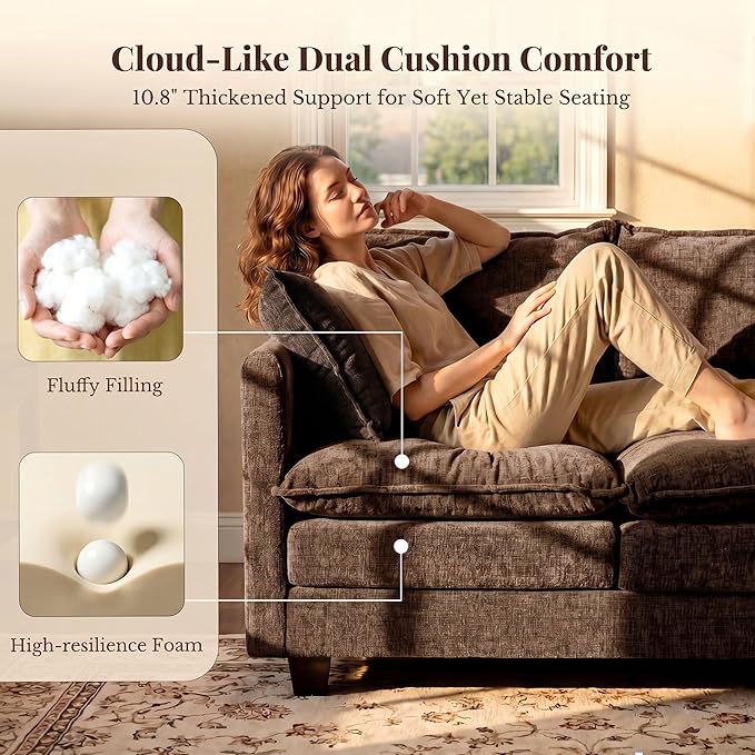 Loveseat Sofa with Cloud 3-Layer Cushion & 27" Deep Seat, Modern Love Seat - Image 4