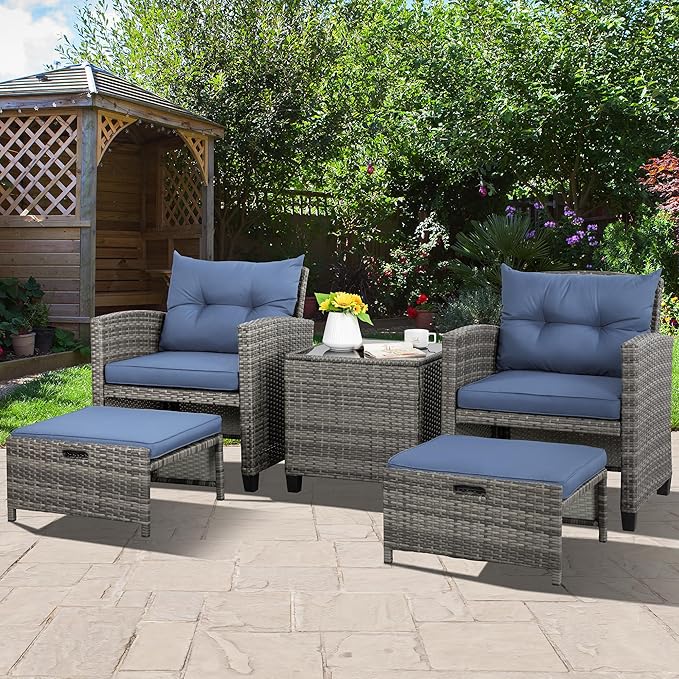 Vongrasig 5 Piece Patio Furniture Set, Small Balcony Furniture, PE Wicker - Image 7