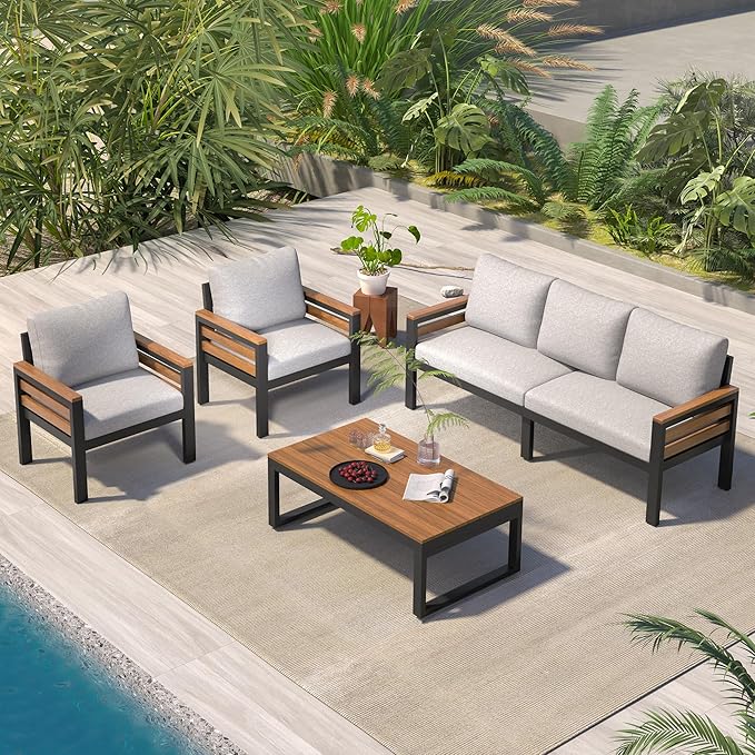 VilroCaz 4-Piece Outdoor Patio Furniture Sectional Sofa Set - Image 2