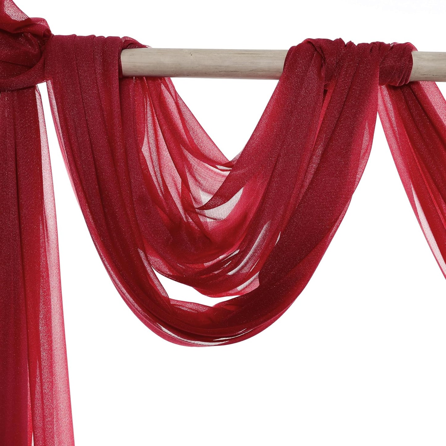 VDS Pack of 1 Panel (30 Inch X 20 Feet) Wedding Arch Draping Fabric Sheer Chiffon Fabric Drapery for Wedding Ceremony Reception Swag Backdrop Canopy Chuppah ARBO Altars Decoration (Apple Red)