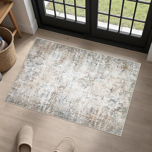 Washable Area Rug 2x3 Entryway Rug: Washable Modern Abstract Soft Thin Rug by FXRHLP