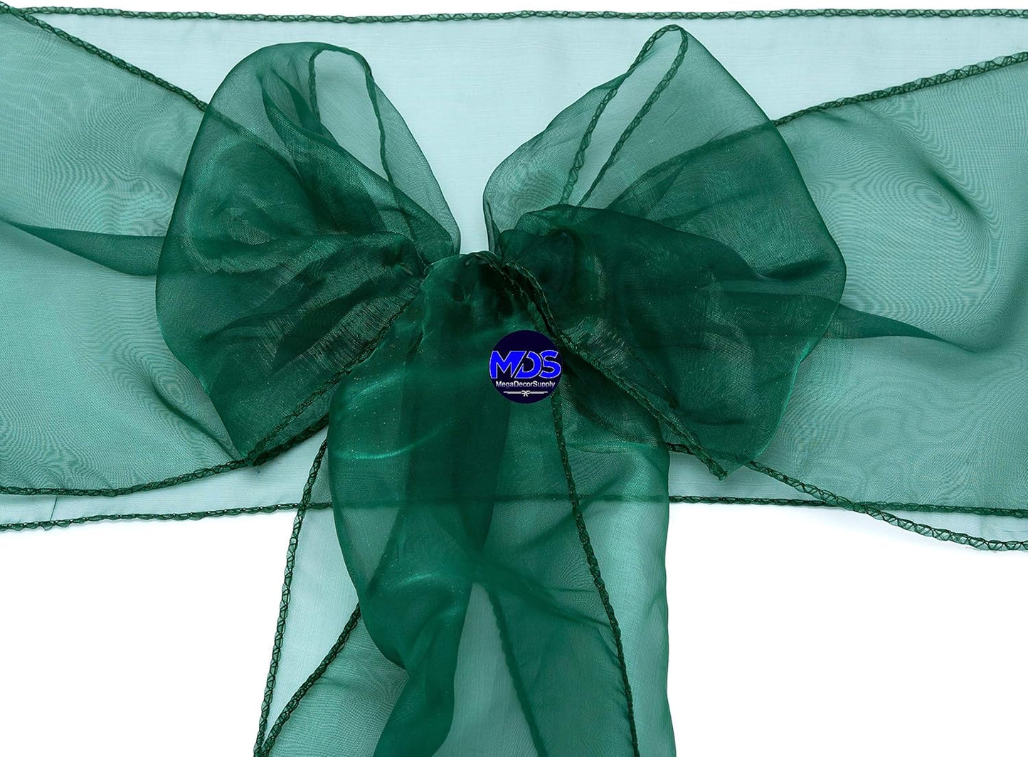 MDS Pack of 150 PCS Organza Chair Sashes Wider Dining Chair Bows Ribbon Tie Back for Wedding Party Birthday Bridal Shower Reception Event Banquet Home Chair Cover Decoration - Hunter Green
