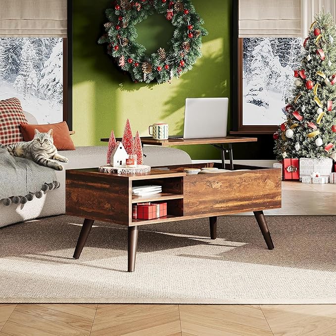 WLIVE Coffee Table with Lifting Top, Hidden Storage & Adjustable Shelf - Image 2