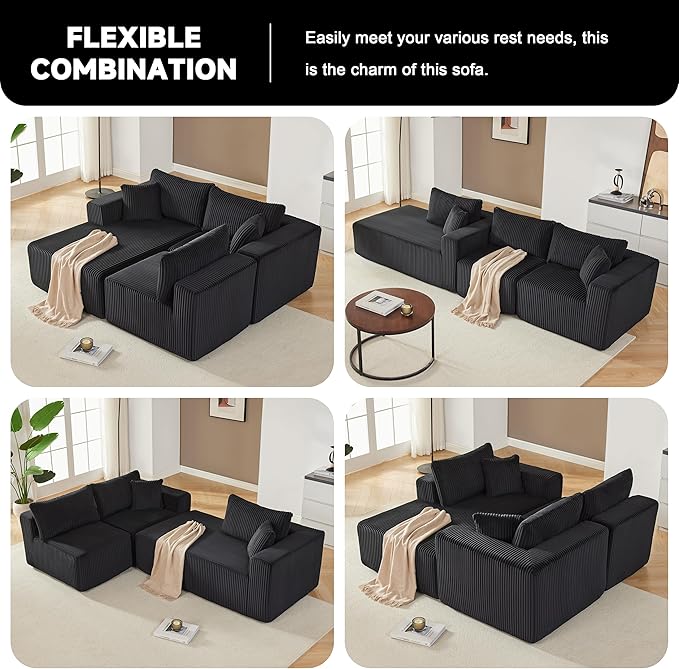 Weture 97" Modular Sectional Sofa, L-Shaped Boneless Couch - Image 7