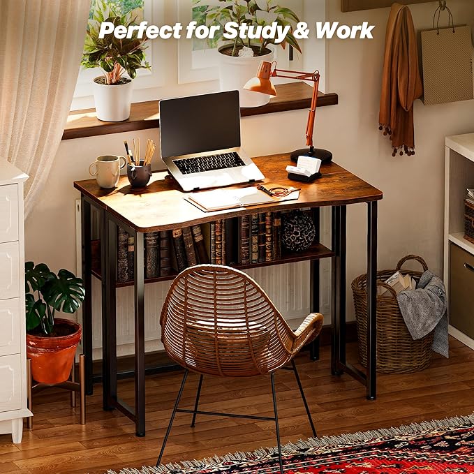Huuger Folding Desk with Storage Shelf, 31.5 Inch Foldable Computer Table - Image 8