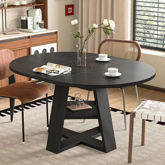 43.3in-59in Extendable Round Dining Table by Mxtxmy