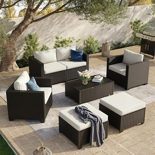 Aoxun 7 Piece Outdoor Patio Furniture Set 6 Seats, Outdoor Sectional by Aoxun